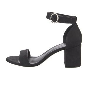 Jenni Kayne Black Suede Block heel ankle strap sandals 40